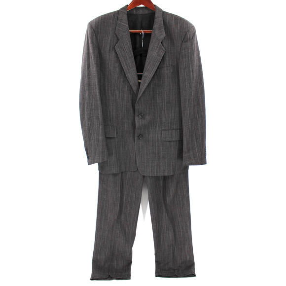 Boss Hugo Boss Wool Grant Black Grey Pinstriped 2 Pc Suit Coat Blazer Pants 42